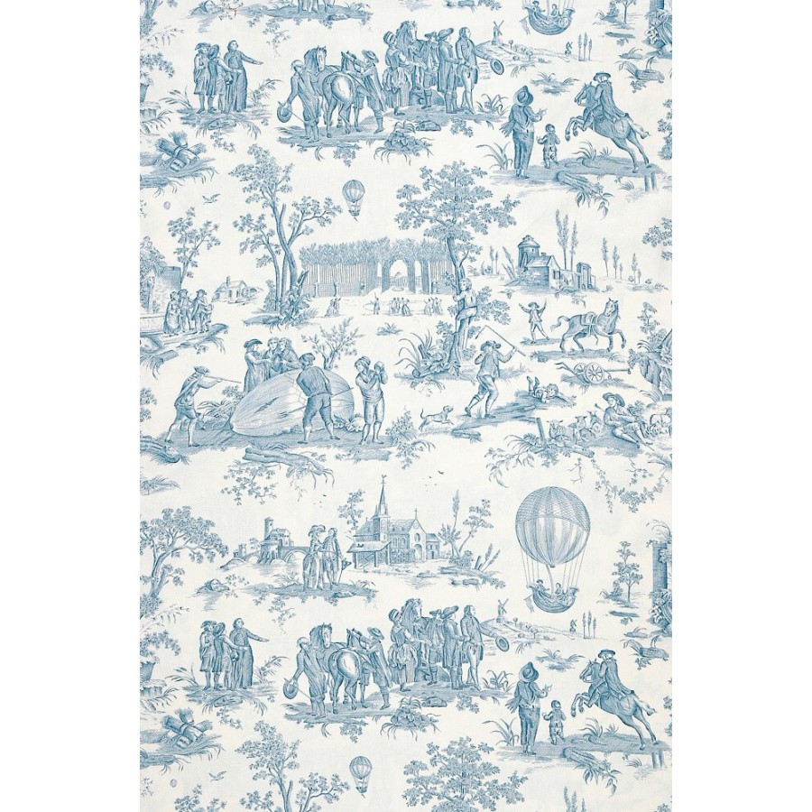 Papier Peint Toile de Jouy Charles Burger Robinson Crusoe Bleu Papier Peint Toile de Jouy Charles Burger Robinson Crusoe Bleu